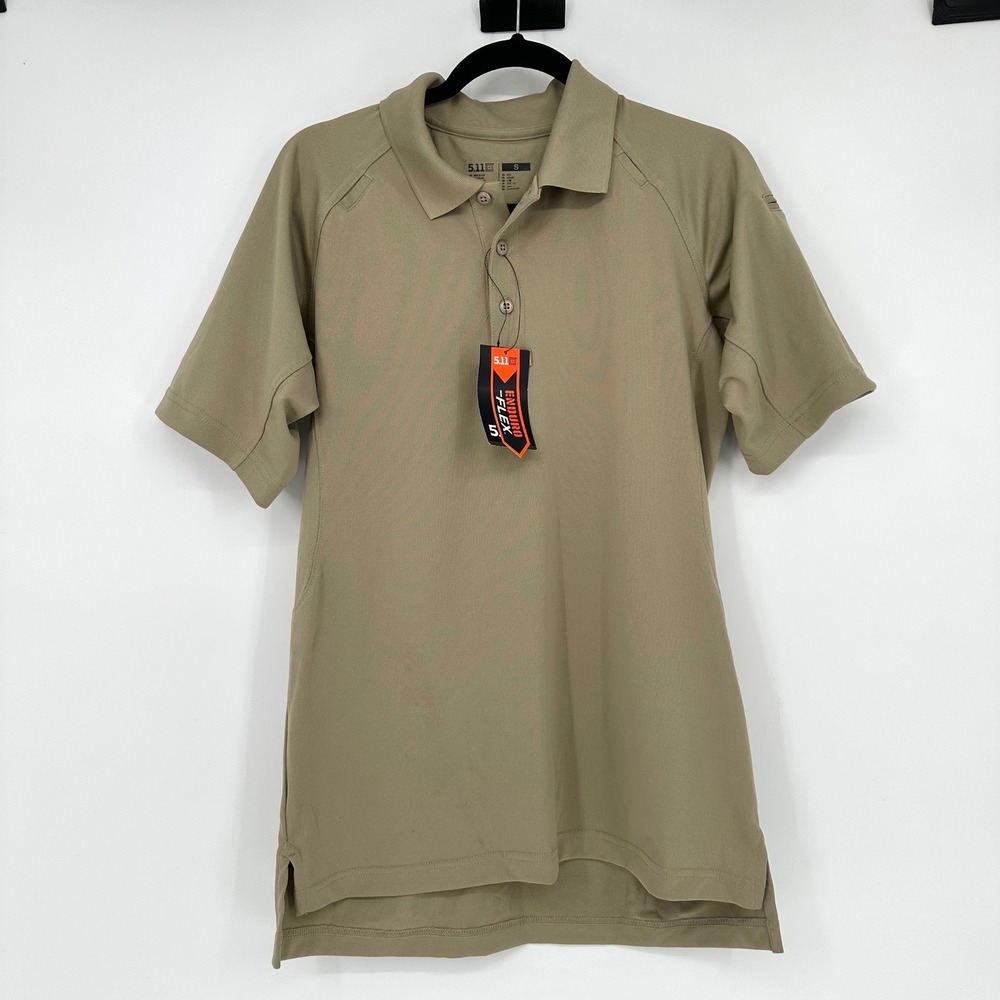 NEW 5.11 Tan Performance Short Sleeve Polo Comfort Moisture Wicking Quick Dry S